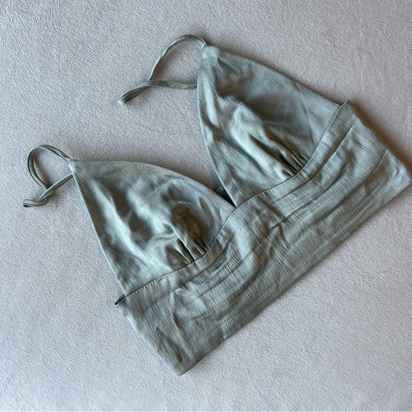 Zara Tops - ZARA Satin Bralette Size M Sage Green